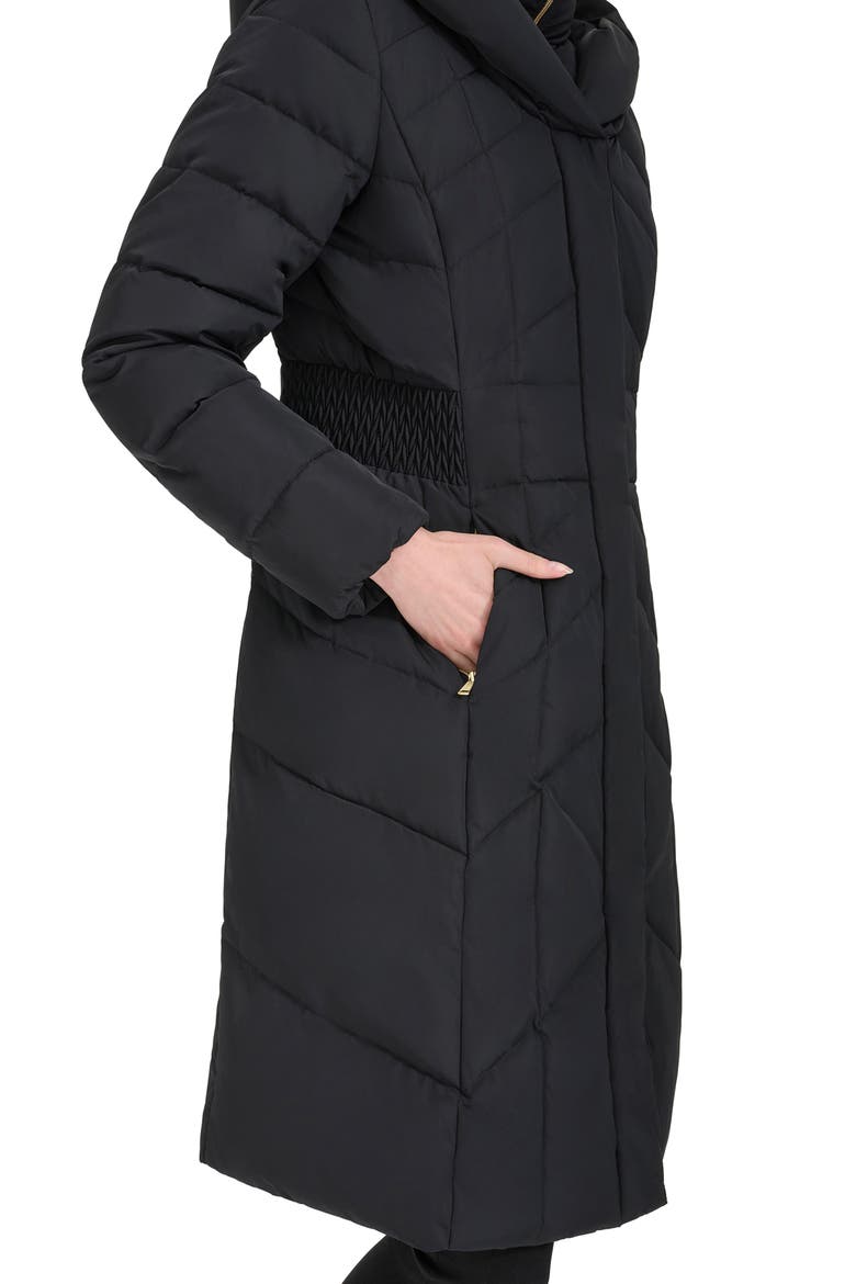 Taffeta Puffer Coat with Quilted Zip Bib, Alternate, color, BLACK