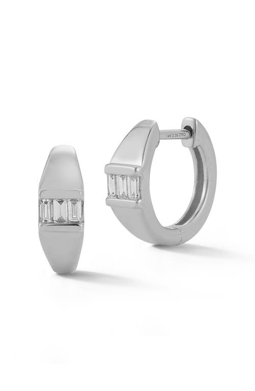 Dana Rebecca Designs Sadie Pearl Diamond Baguette Center Hoop Earrings in White Gold 