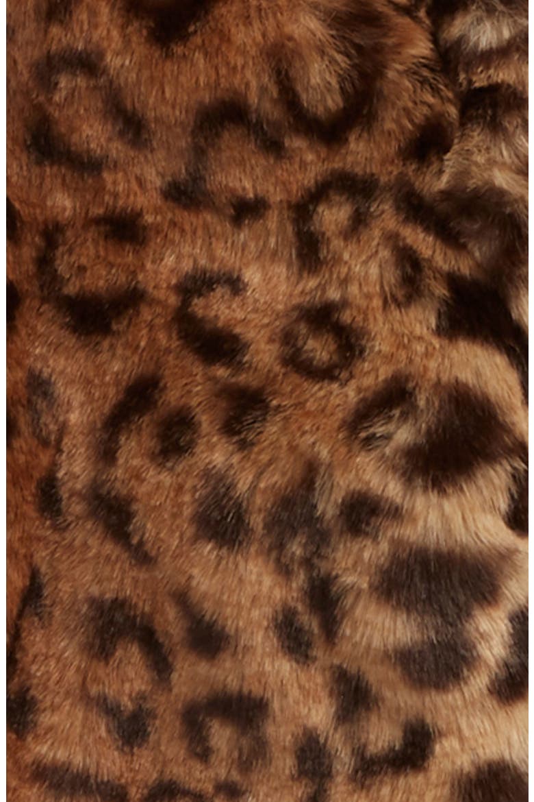 Hooded Faux Fur Jacket, Alternate, color, ANIMAL PRINT