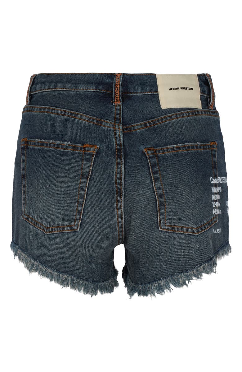 Heron Preston Code 8000 Denim Cutoff Shorts, Alternate, color, 