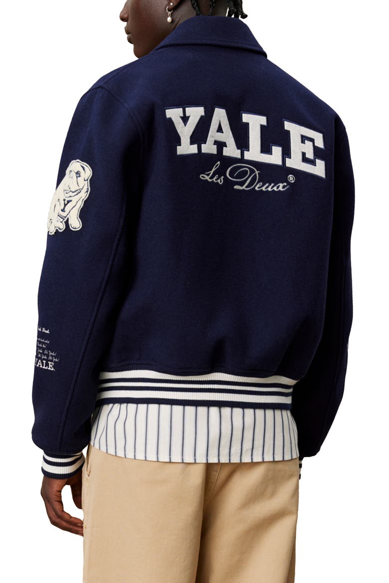 Yale Wool Blend Varsity Jacket, Alternate, color, DARK NAVY