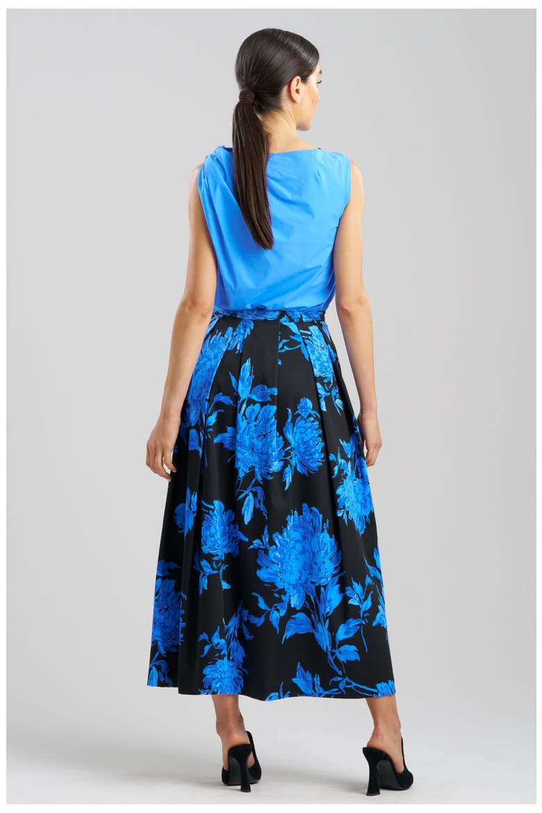 Miyako - Printed Cotton Chino Maxi Skirt, Alternate, color, BLUE W/ BLACK