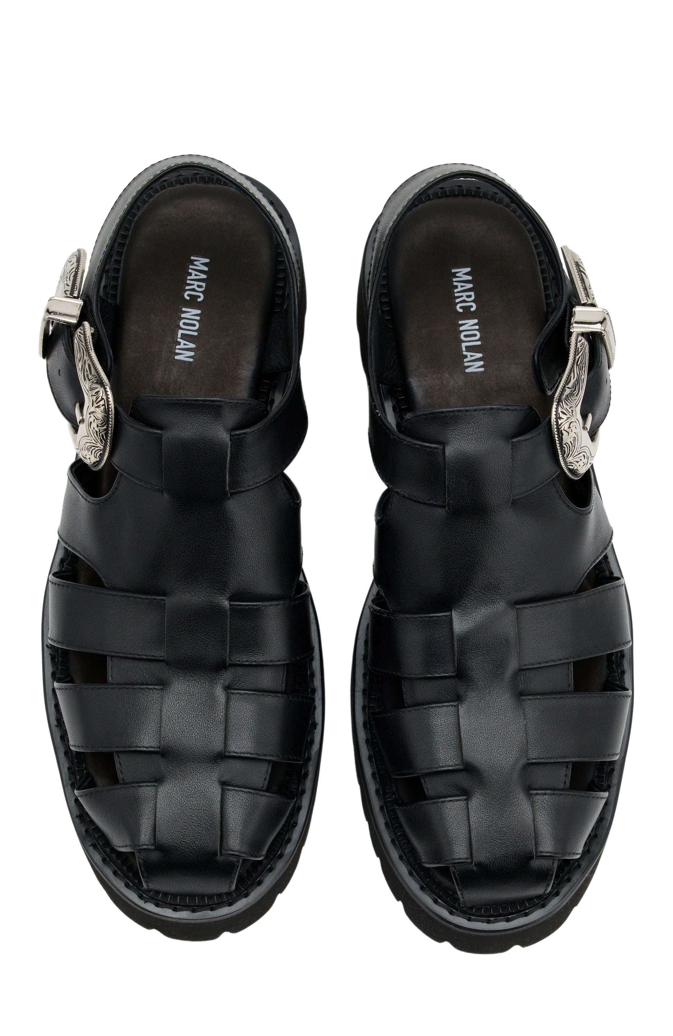 MARC NOLAN Maya Lug Fisherman Sandals, Alternate, color, Black