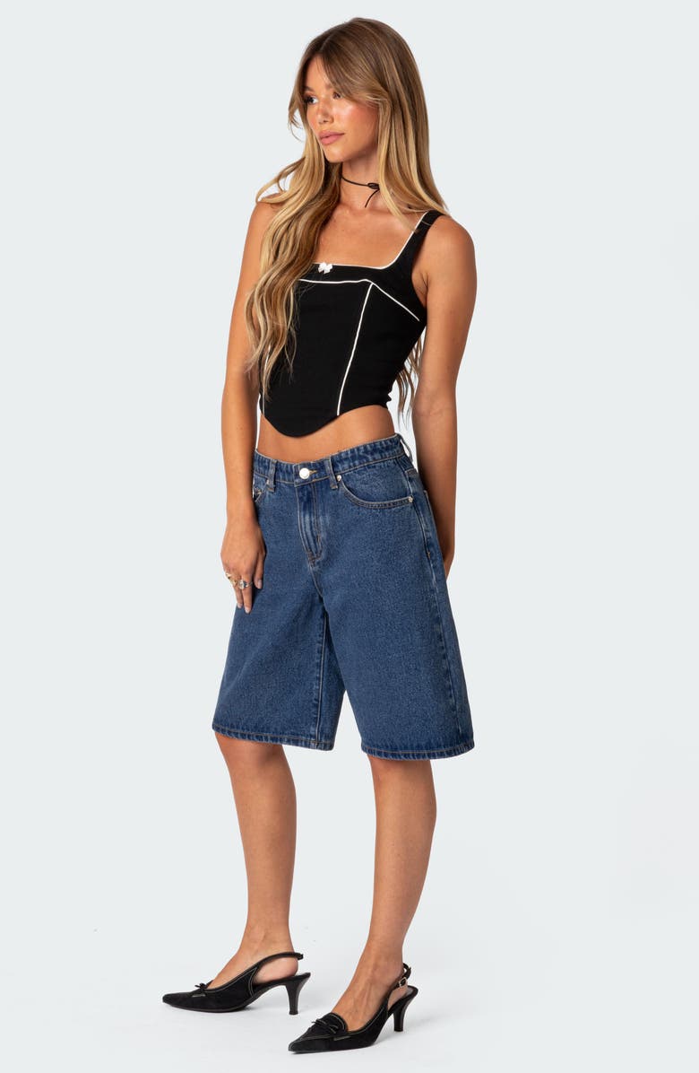 EDIKTED Sailor Piped Corset Tank, Alternate, color, Black