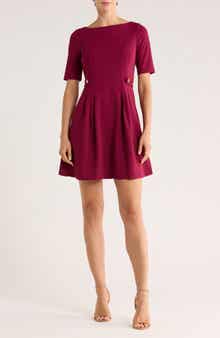 Vince Camuto Elbow Length Sleeve Scuba Crepe Fit & Flare Dress