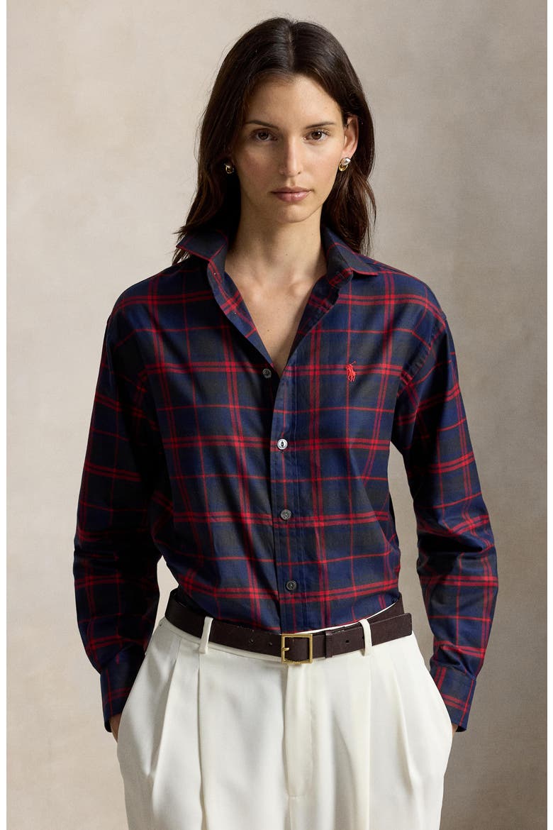 Plaid Cotton Twill Button-Up Shirt, Alternate, color, 2073 RYL R