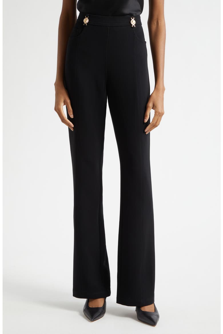 Mallie High Waist Bootcut Pants, Main, color, BLACK