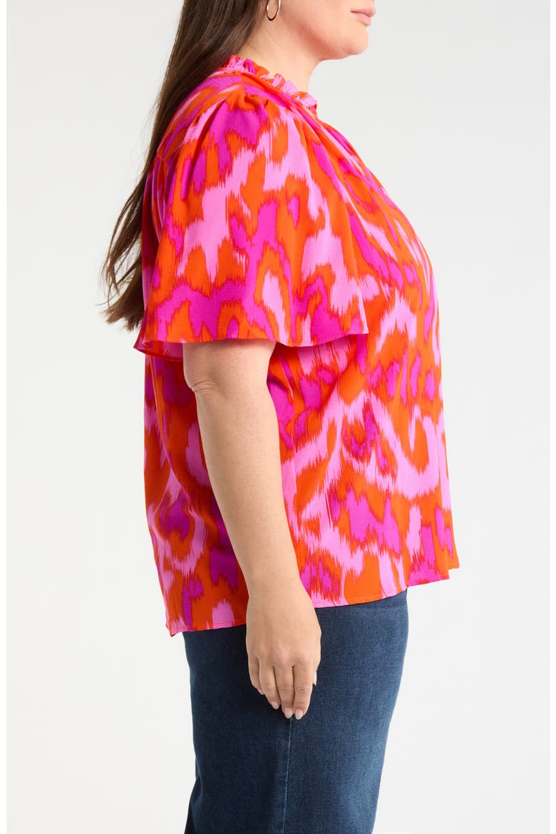 Charly Abstract Keira Ruffle Top, Alternate, color, ORANGE-FUCHSIA