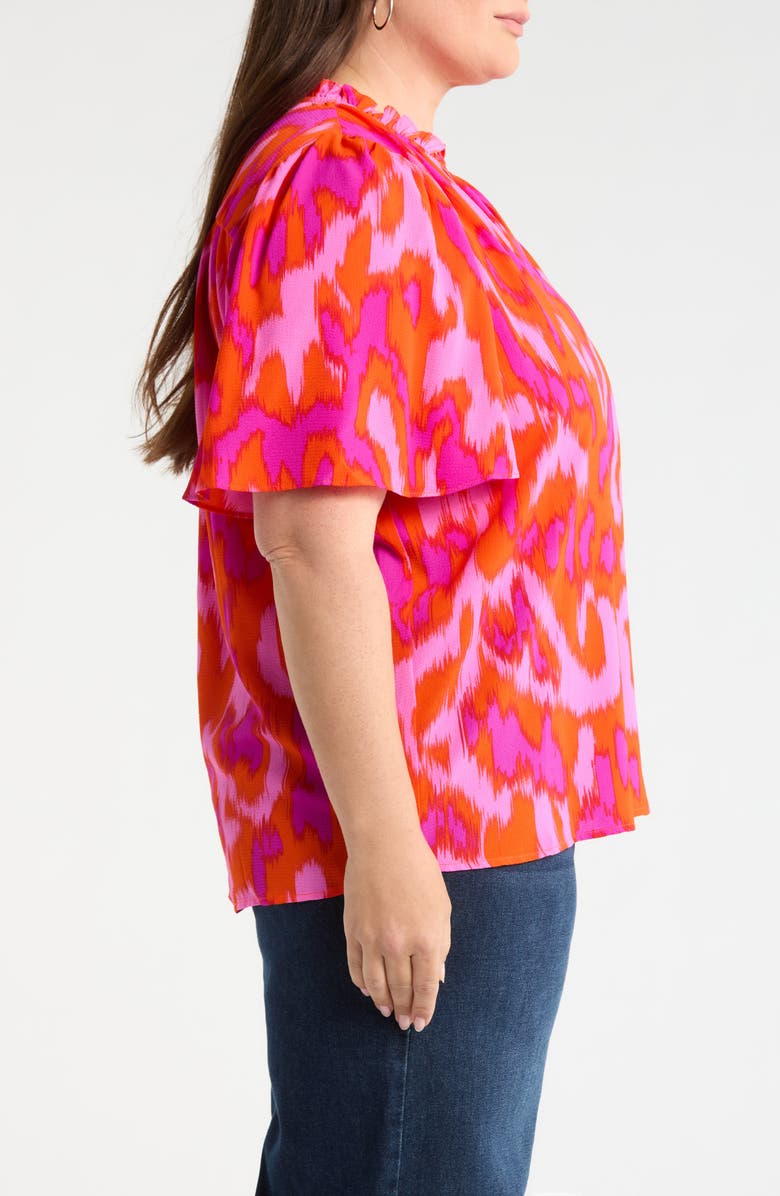 SUGARLIPS Charly Abstract Keira Ruffle Top, Alternate, color, Orange-Fuchsia