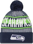 New Era Men's New Era College Navy Seattle Seahawks Striped Cuffed Knit Hat with Pom