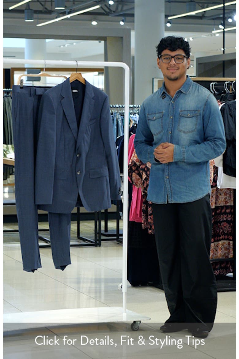 Huge Slim Fit Blue Microcheck Virgin Wool Suit video