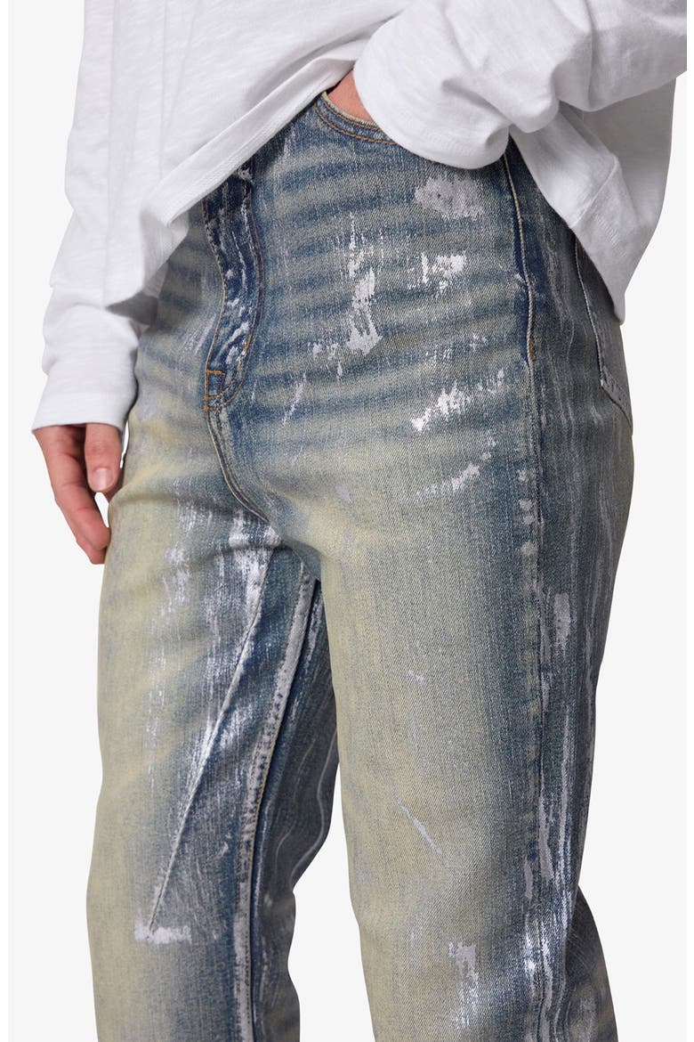 Waxed Super Stacked Relaxed Jeans, Alternate, color, BLUE
