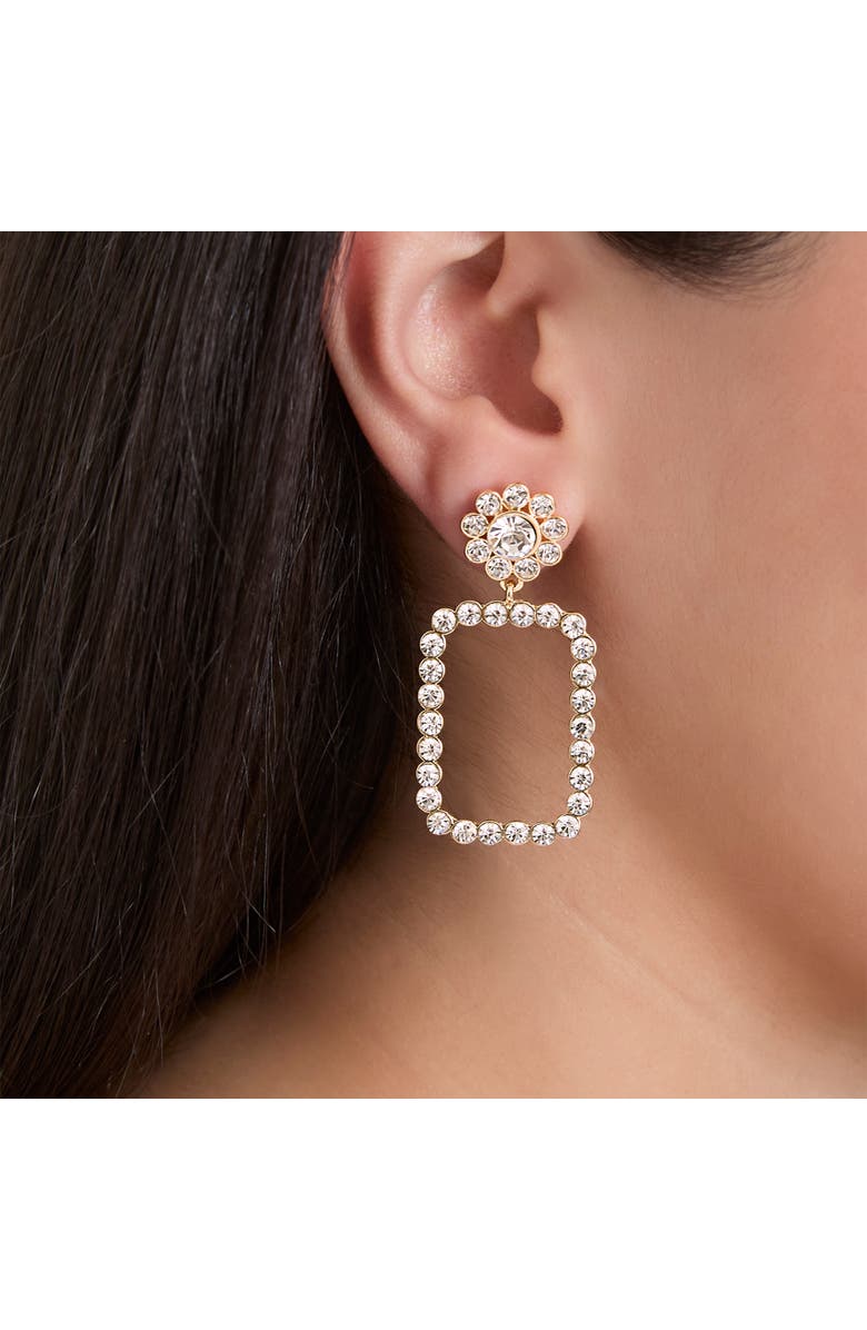 Jessica Simpson Gold-Tone Pave Rectangle Drop Earrings, Alternate, color, Gold