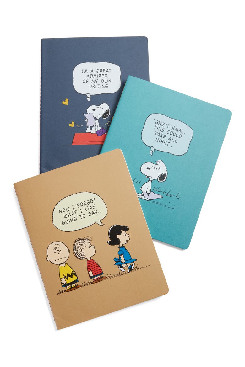Le Peanuts Set of 3 Extra-Large Ruled Notebooks, Main, color, MULTICOLOR PACK