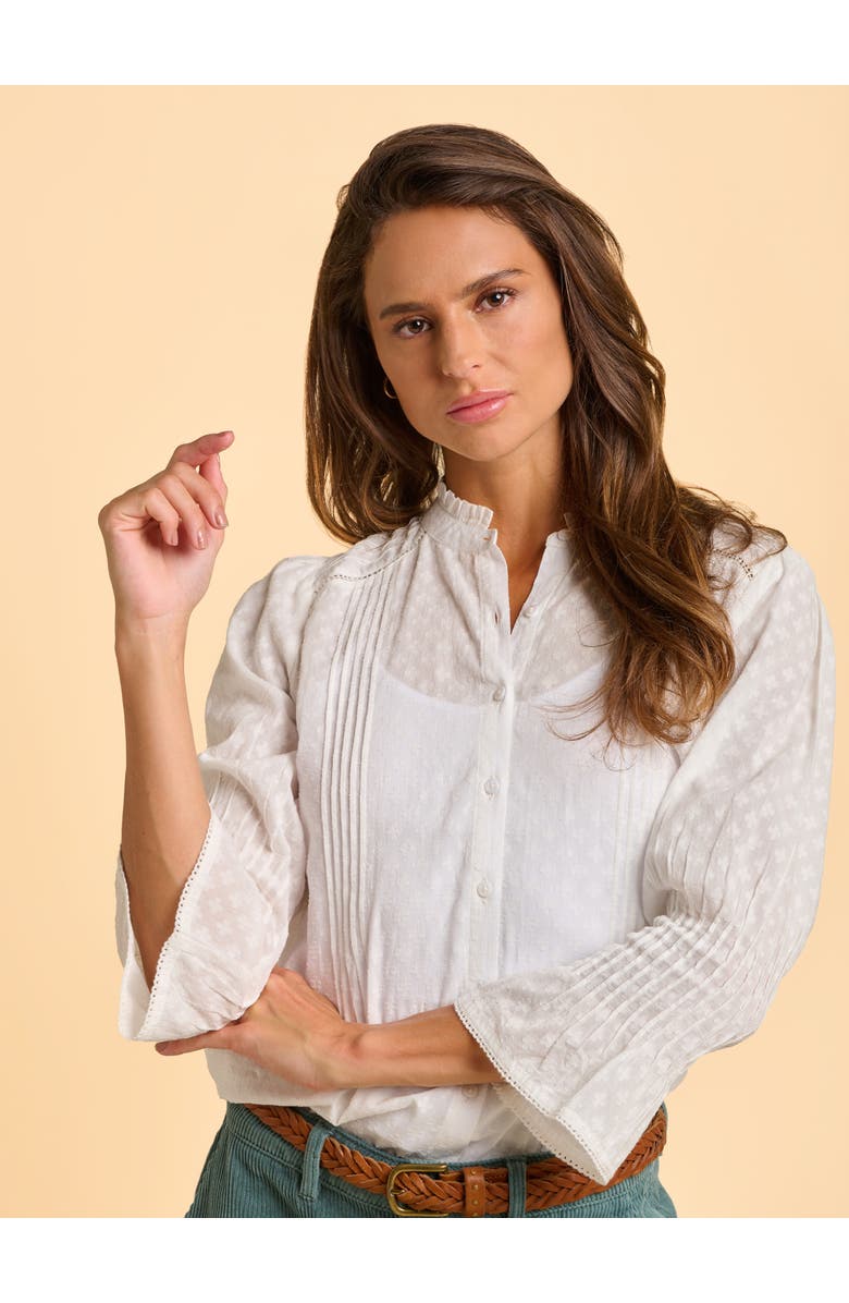 Brakeburn Elva 3/4 Sleeve High Neck Shirt, Alternate, color, Cream