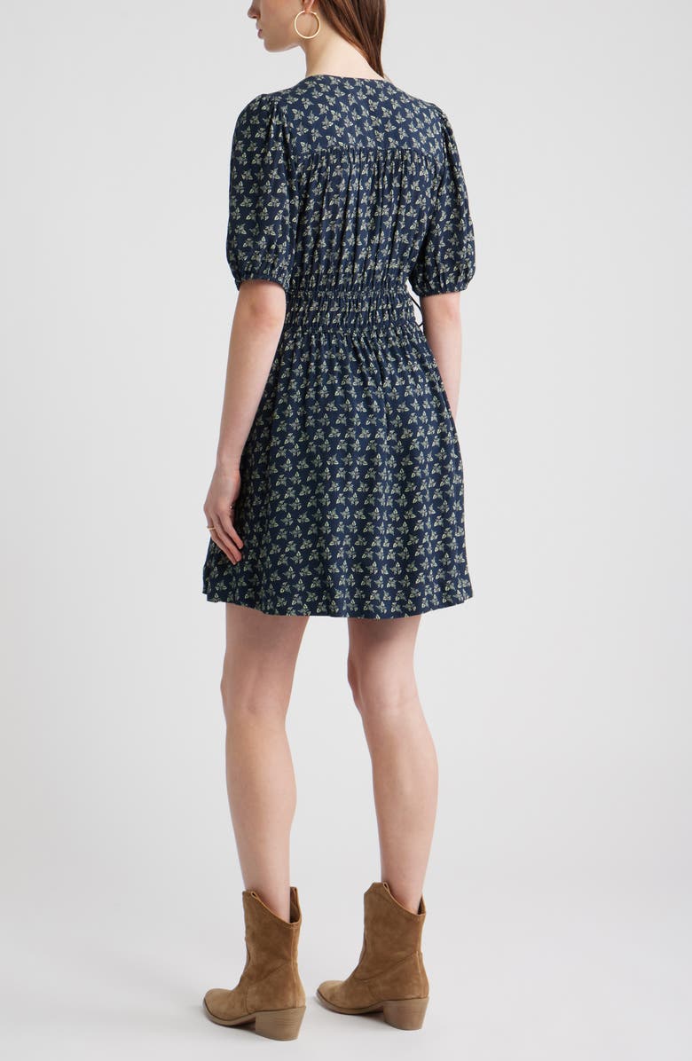 Treasure & Bond Print Puff Sleeve Minidress, Alternate, color, Navy Garden Ditsy