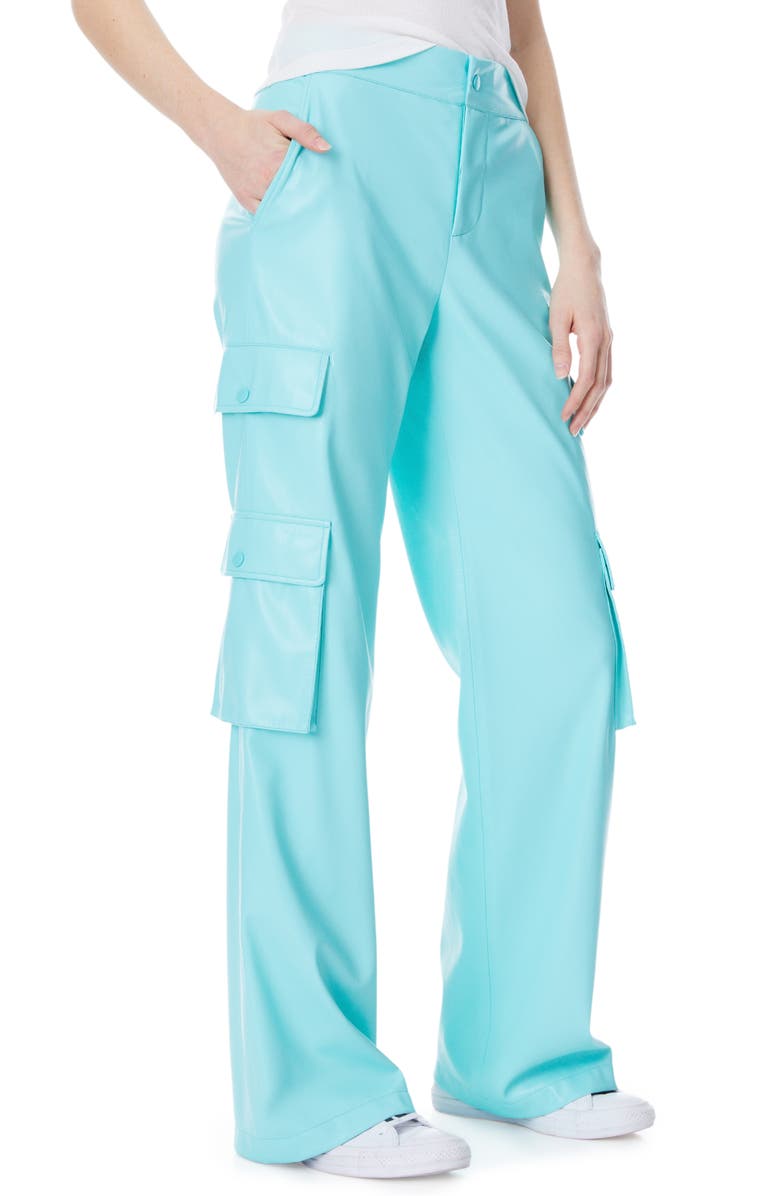 Alice + Olivia Hayes Faux Leather Cargo Pants, Alternate, color,