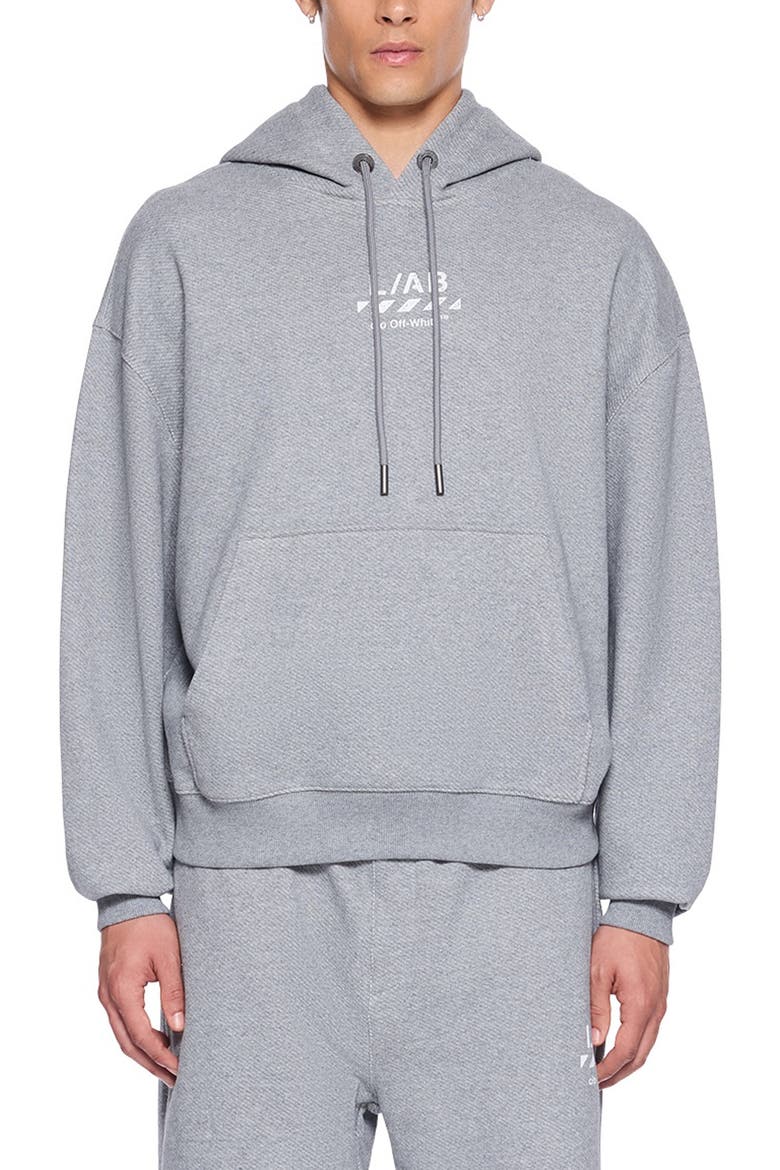 Diagonal Stripe Logo Cotton French Terry Graphic Hoodie, Main, color, HEATHER GREY