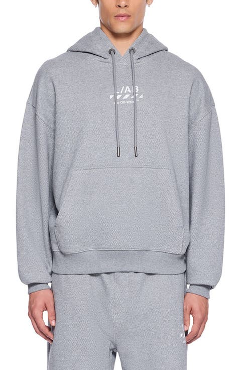 Diagonal Stripe Logo Cotton French Terry Graphic Hoodie