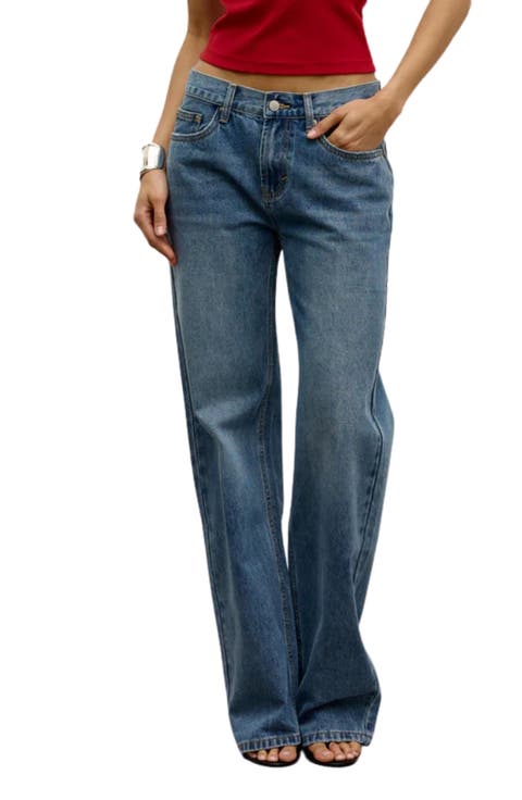 Avery Mid Rise Relaxed Straight Leg Jeans
