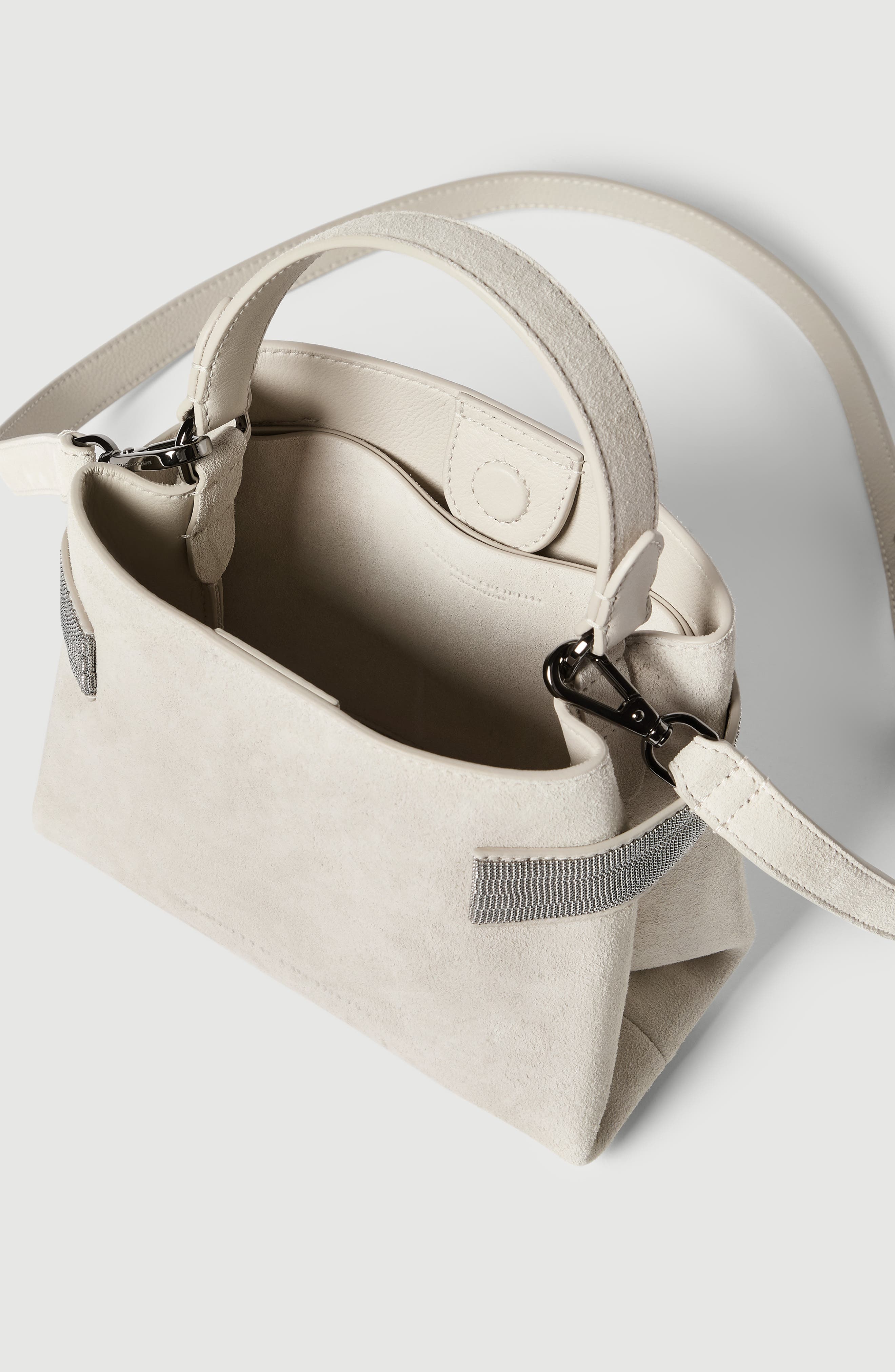 Brunello Cucinelli Small Top-Handle Essence bag, Alternate, color, Ivory