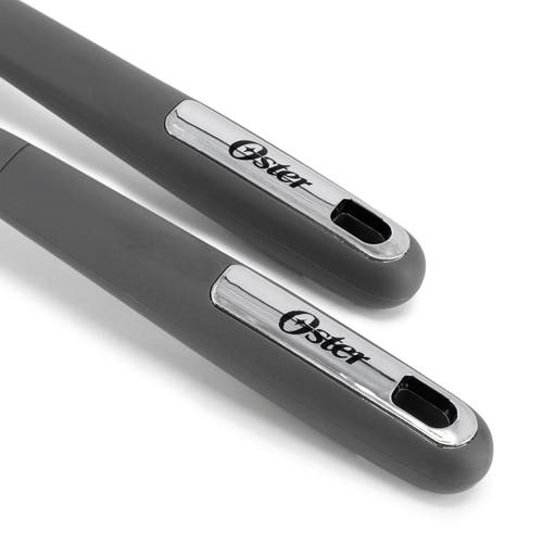 Oster Ridgecrest 2 Piece Silicone Kitchen Tool Slotted Spoon And Turner Set In Gray