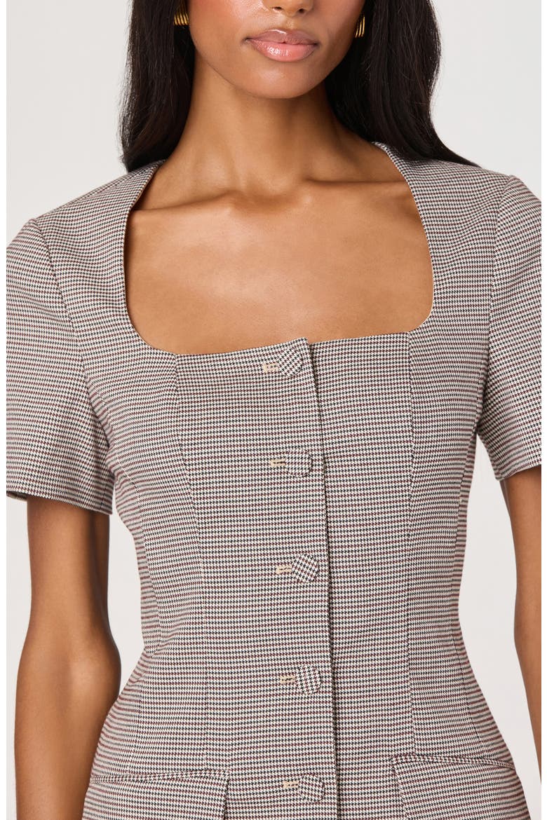 Houndstooth Short Sleeve Button-Up Minidress, Alternate, color, BLACK BROWN HOUNDSTOOTH