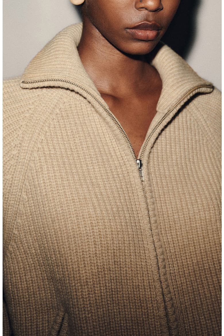 Joann Wool Zip Jacket, Alternate, color, LINEN