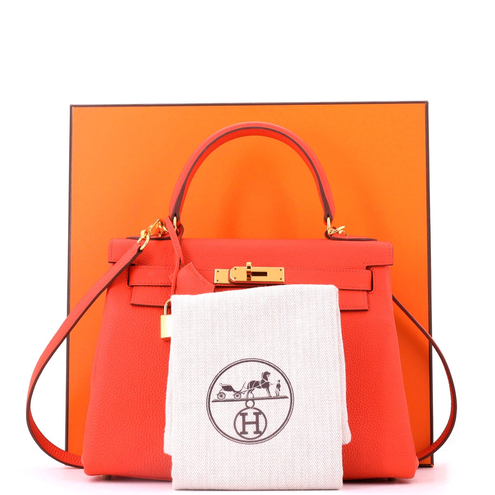 Pre-Owned Hermes Kelly Handbag Orange Togo with Gold Hardware 28, Alternate, color, Capucine