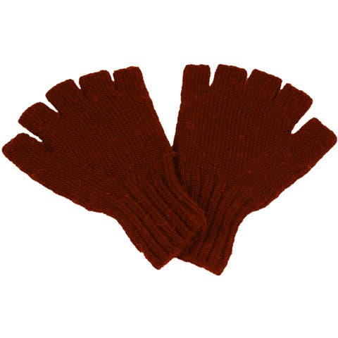 Hand Loom Striped and Solid Fingerless Gloves