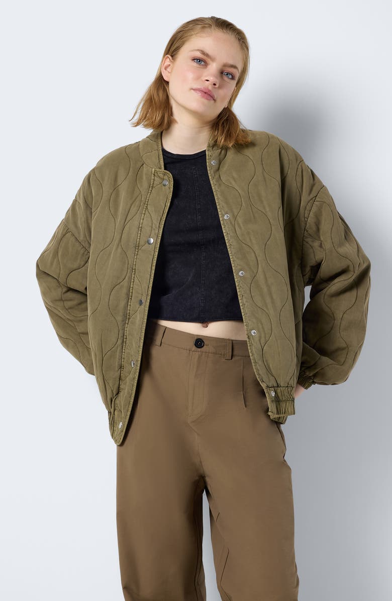 Noisy may Dazzel Quilted Bomber Jacket, Alternate, color, 