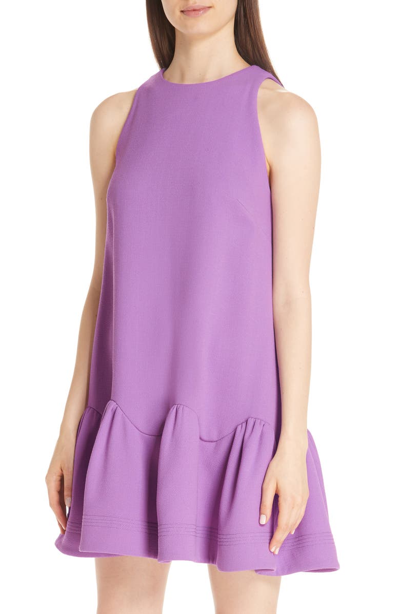 Lela Rose Scarf Neck Wool Blend Crepe Drop Waist Dress, Alternate, color, 