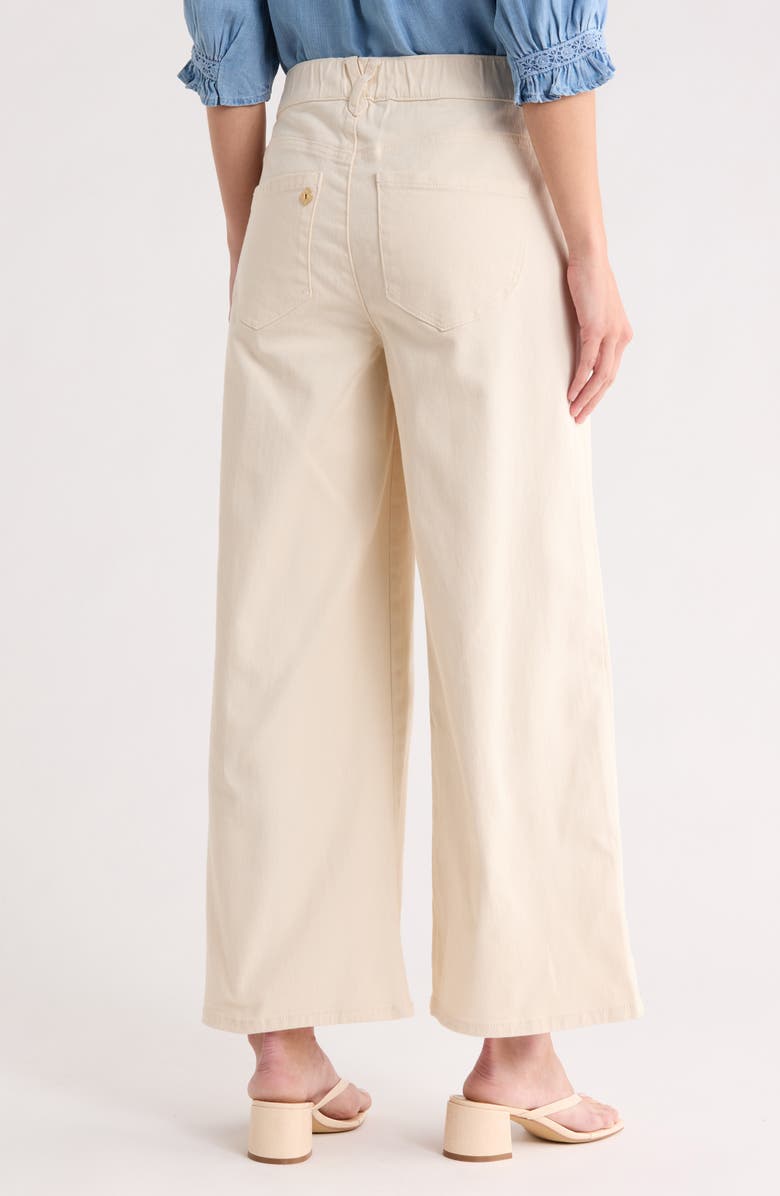 Democracy Floral Embroidered Ankle Wide Leg Jeans, Alternate, color, Ecru