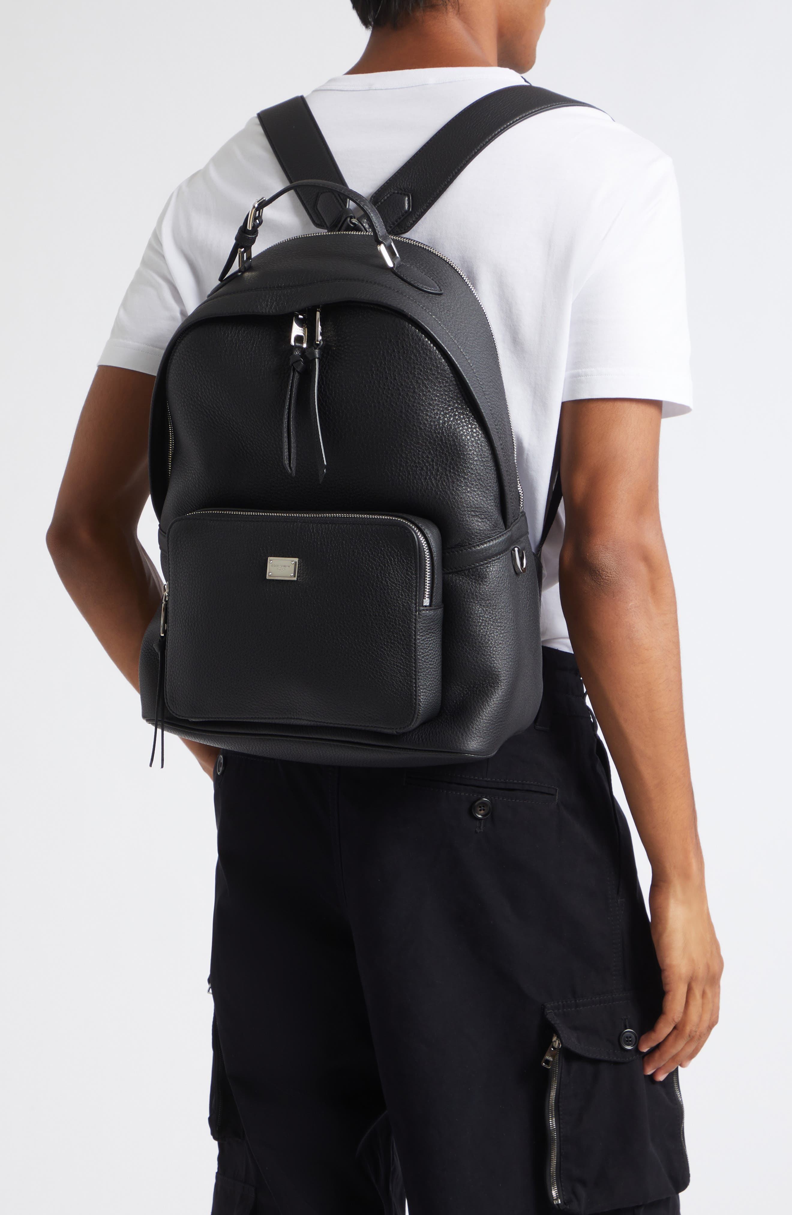 Vittoria Leather Backpack, Alternate, color, 80999 NERO