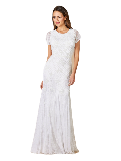 Gale High-Neck Beaded Wedding Dress