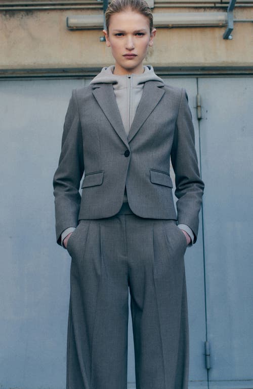 Mango Helena Crop Blazer In Gray
