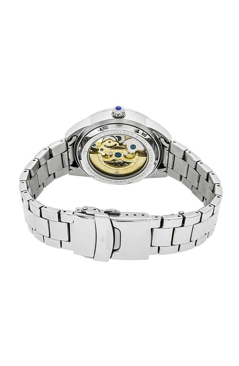 Empress Godiva Automatic MOP Bracelet Watch, Alternate, color, Black