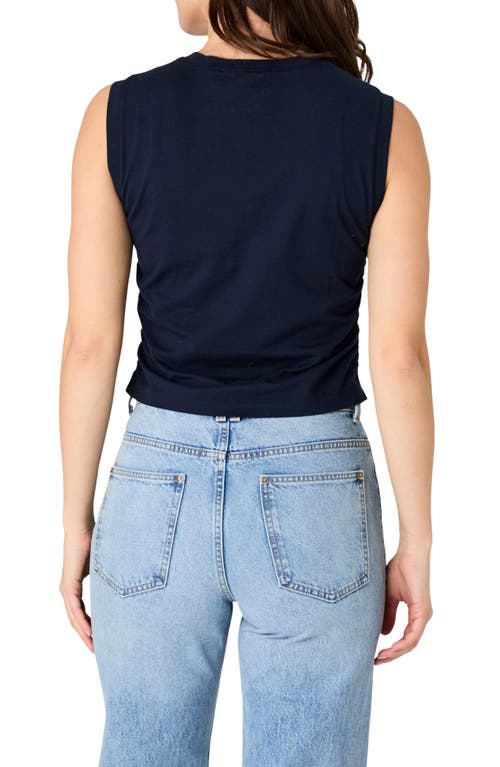 French Connection Ruched Cotton Muscle Tank In Marine