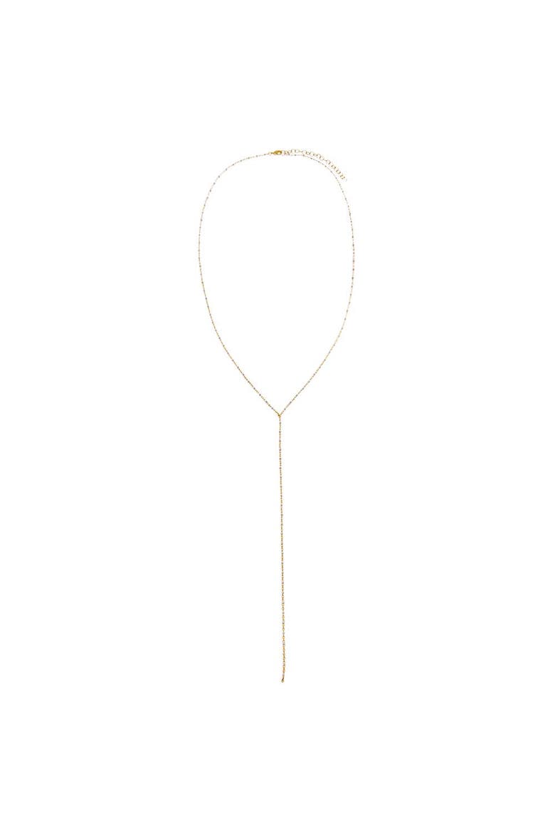 White Enamel Beaded Chain Lariat Necklace, Alternate, color, White