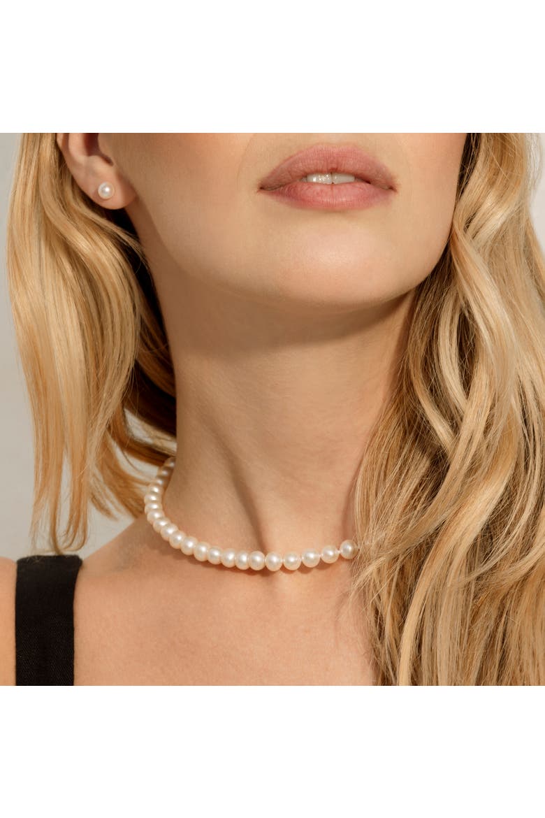 6.5-7.0mm Japanese Akoya White Choker Length Pearl Necklace - AA+ Quality, Alternate, color, Sterling Silver Clasp