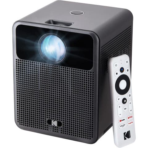 FLIK HD10 Smart Projector, 1080p Portable Projector with Bluetooth, Wi-Fi & Android TV - Black
