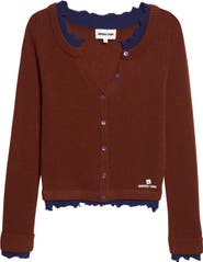 Shushu/Tong Deconstructed Contrast Trim Wool Cardigan