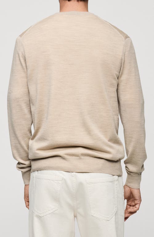 Mango Microstructure Crewneck Sweater In Beige