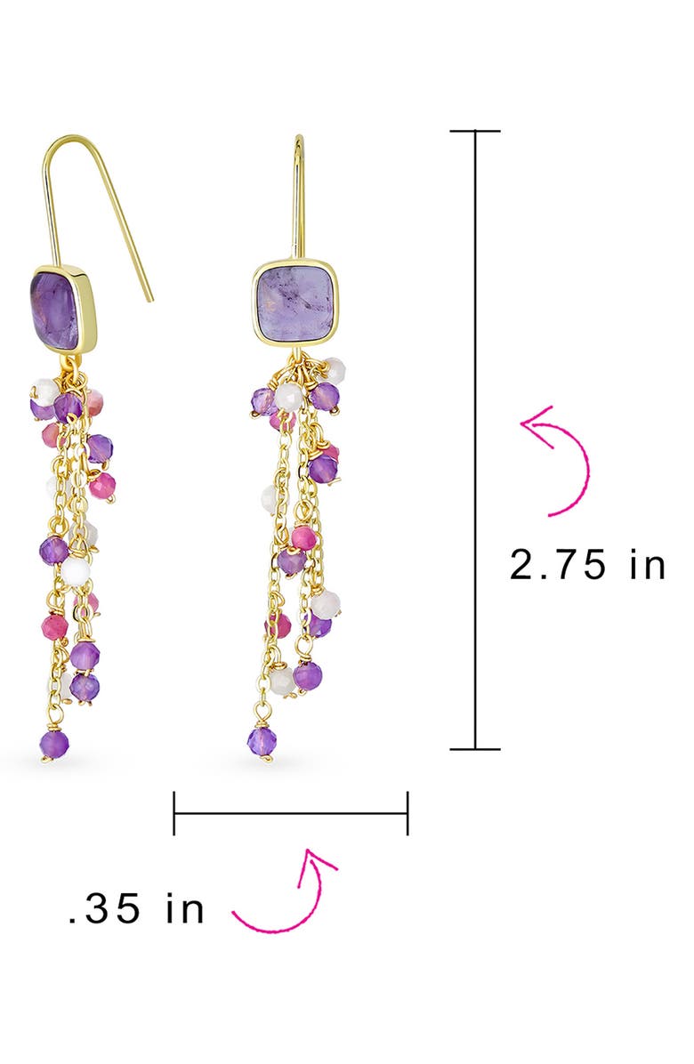BLING JEWELRY Cluster Bead Linear Earrings, Alternate, color, Purple