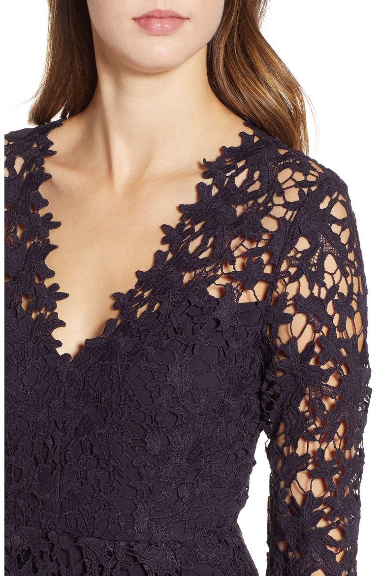 Lace Midi Dress, Alternate, color, EGGPLANT