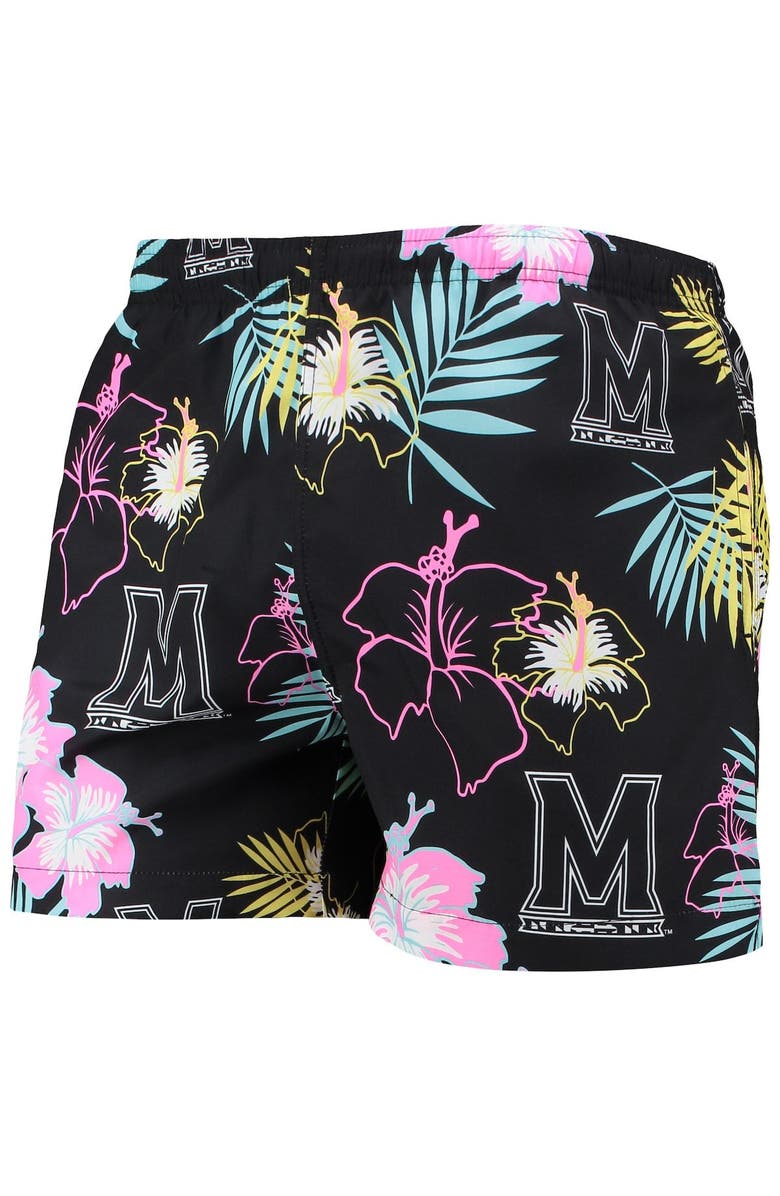 FOCO Men's FOCO Black Maryland Terrapins Neon Floral Swim Trunks, Alternate, color, Black