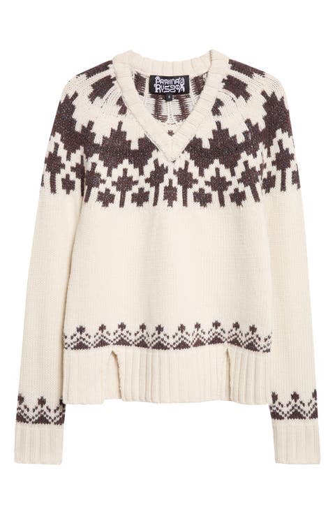 Warrior Fair Isle Wool Blend V-Neck Sweater