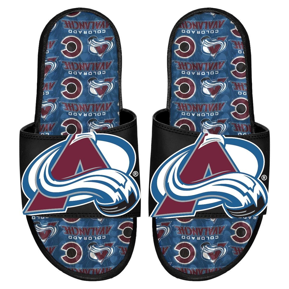 ISLIDE Colorado Avalanche Team Pattern Gel Slide Sandals, Alternate, color, 