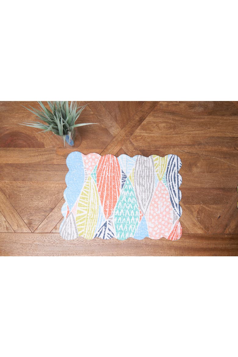Surfside Sound Scalloped Placemats Set of 6 Nautical Design Beach, 13" x 19", Alternate, color, Blue