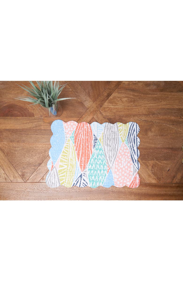 C&F Home Surfside Sound Scalloped Placemats Set of 6 Nautical Design Beach, 13" x 19", Alternate, color, Blue